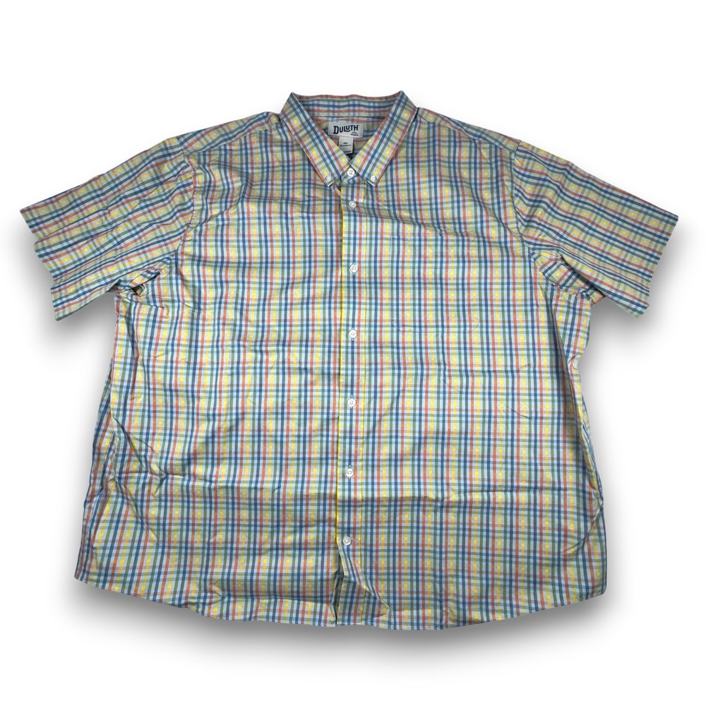 Duluth Trading Co Mens 3XL Relaxed Fit Plaid Short Sleeve Cotton Shirt 92109
